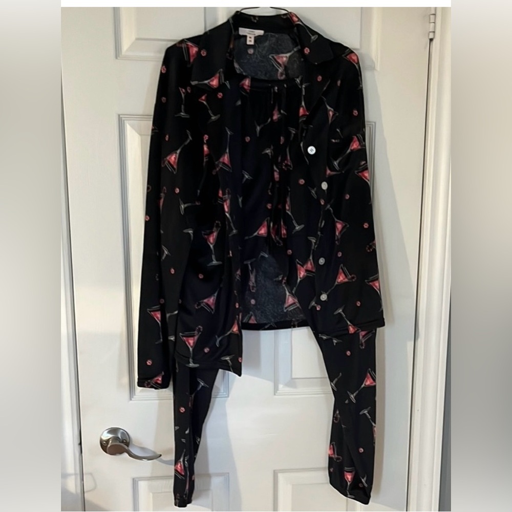 Como Vintage Black and red Martini Pajama Set